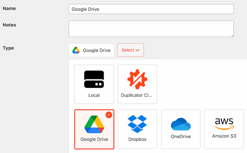 New Google Drive storage location