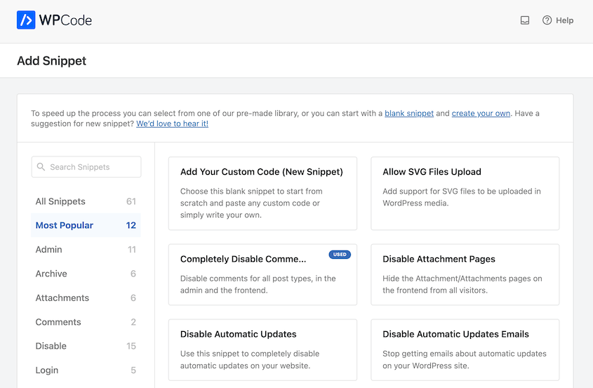 Fragmentos de código WP
