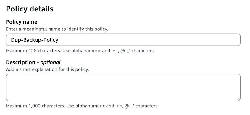 Name-Backup-IAM-Policy - Duplicator Name backup IAM policy