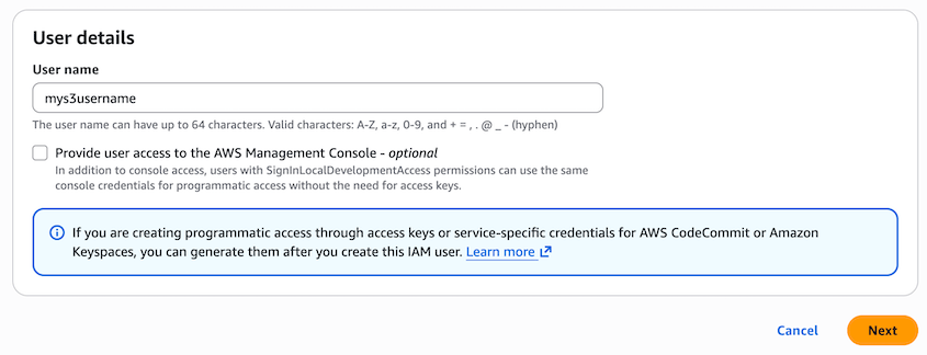 New-S3-Username - Duplicator New Amazon S3 username