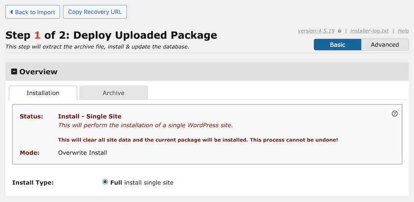 Duplicator-Deploy-Uploaded-Backup - Duplicator アップロードされたバックアップの展開