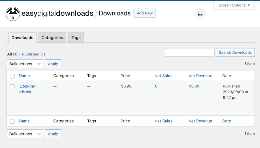 Producto Easy Digital Downloads