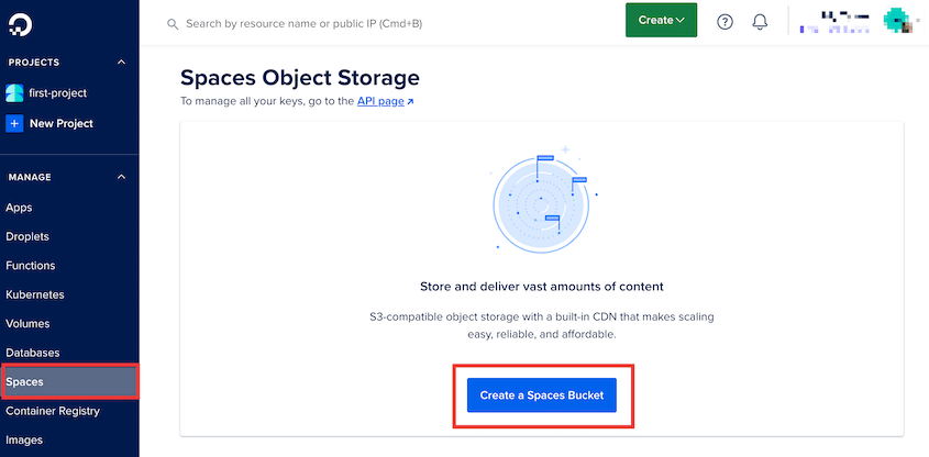 Create DigitalOcean Spaces bucket