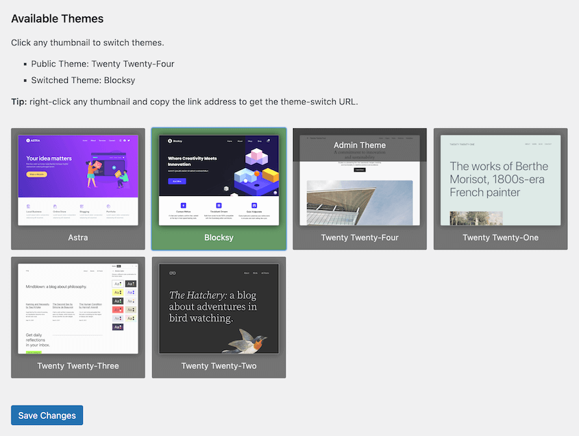 Theme Switcha preview theme