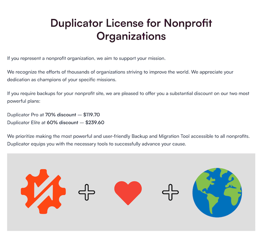 Duplicator-Pro-Nonprofit - Duplicator Plano sem fins lucrativos do Duplicator Pro