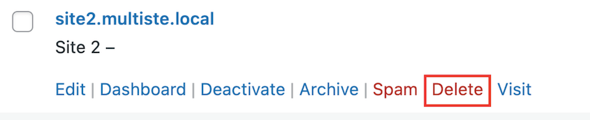 Delete single subsite