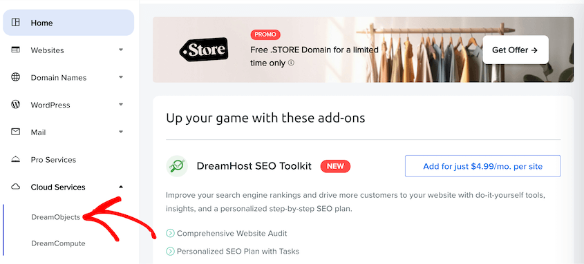 DreamHost-DreamObjects-Tab - Duplicator DreamHost DreamObjects tab