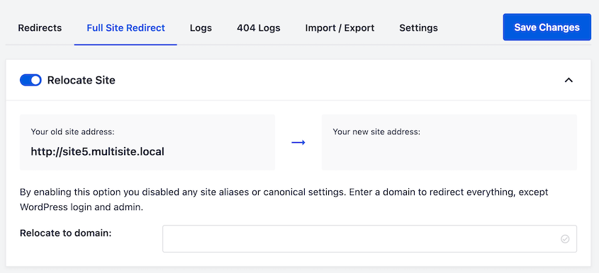 AIOSEO multisite redirect