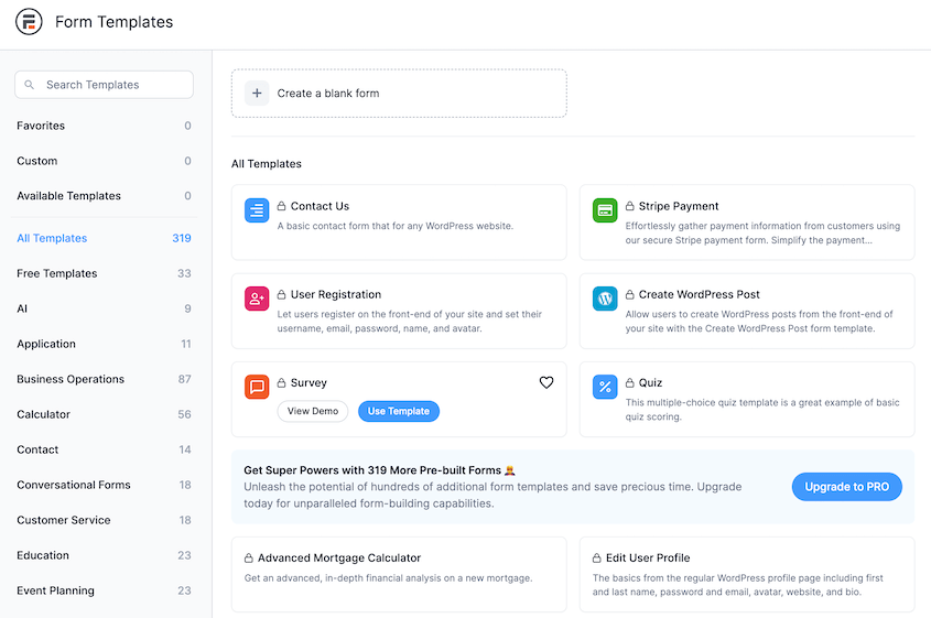 Formidable-Form-Templates - Duplicator Formidable Forms-Vorlagen