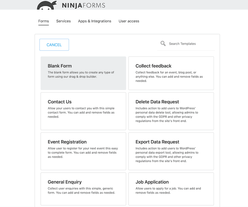 Ninja-Forms-Templates - Duplicator Ninja Forms-Vorlagen