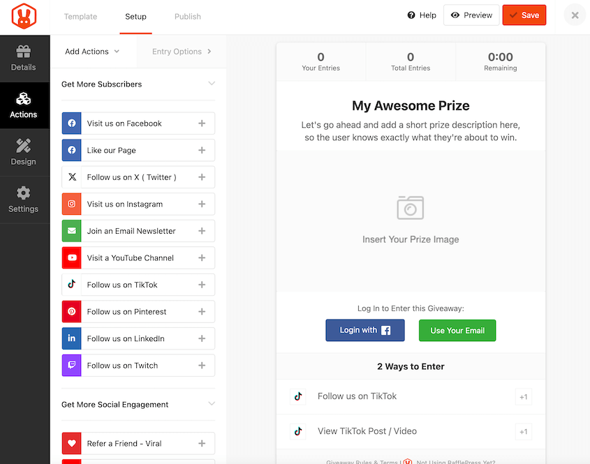 RafflePress-Social-Giveaway - Duplicator RafflePress giveaway with social buttons