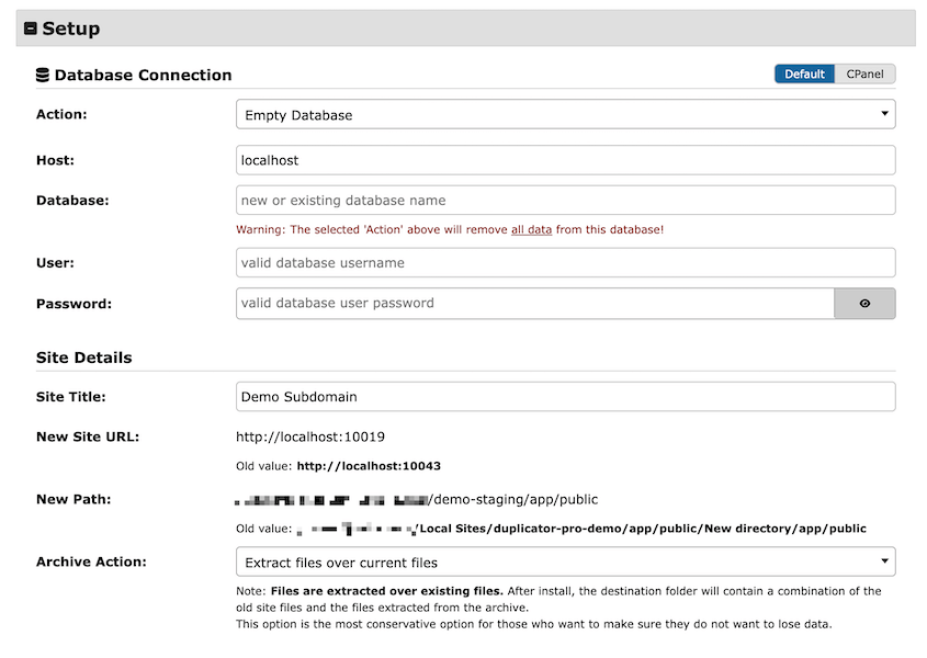 Connect-Domain-Database - Duplicator Connect to main domain's database
