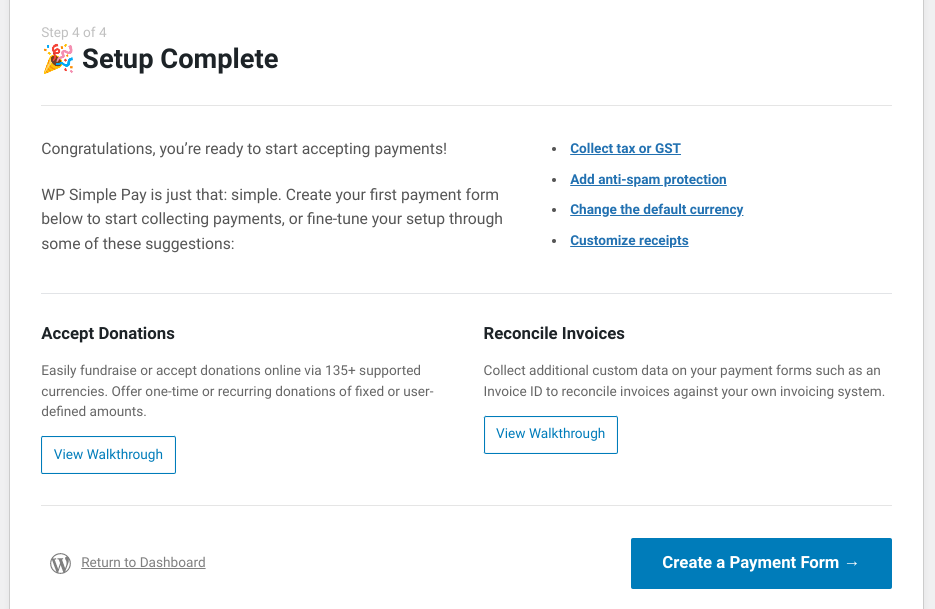 create-payment-form – Easy Digital Downloads The option to create a payment form with WP Simple Pay.
