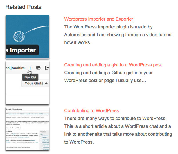 Related Posts WordPress plugin - Frontend View