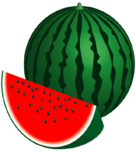 カットスイカと大玉スイカのイラスト
