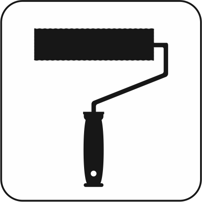 ペンキローラーのモノクロアイコン