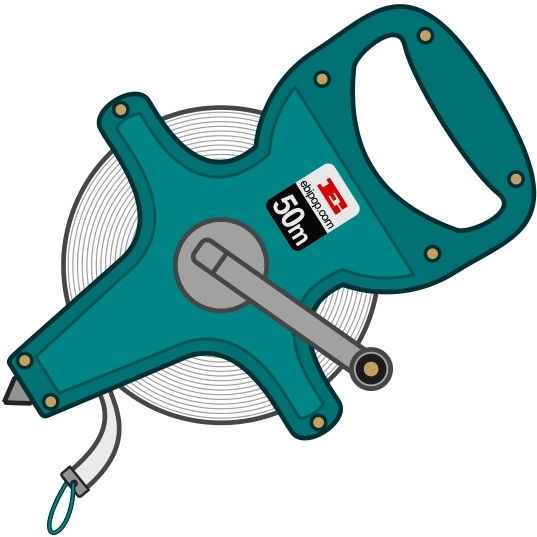 工事現場の測定に欠かせない巻尺のイラスト