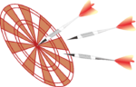ダーツ 的に向かって矢が飛ぶダーツのイラスト