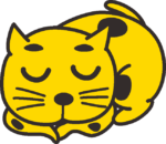 瞑想猫 うずくまって目を閉じて瞑想している猫のイラスト