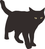 黒猫 じっと何かを見ている黒猫のイラスト