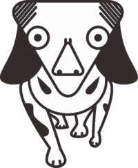 犬キャラ 逆三角顔で目が大きい犬キャラのイラスト