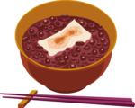 おしるこ 粒あんがいっぱい入ったおしるこのイラスト