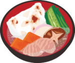 雑煮 具の多い雑煮のイラスト