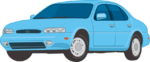 乗用車 水色のセダン型乗用車のイラスト