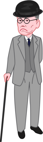 内田百閒 山高帽子をかぶった内田百閒のイラスト