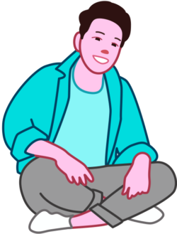 あぐら あぐらをかいて、くつろいでいる男性のイラスト