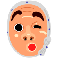 ひょっとこ お祭りの屋台で人気のひょっとこのお面のイラスト