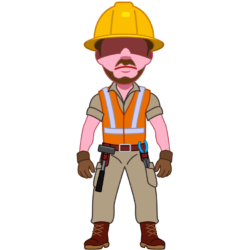 筋肉質 がっしりした筋肉質な体格の工事現場作業員のイラスト