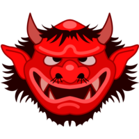 間抜け顔 間抜けな表情の鬼のお面のイラスト