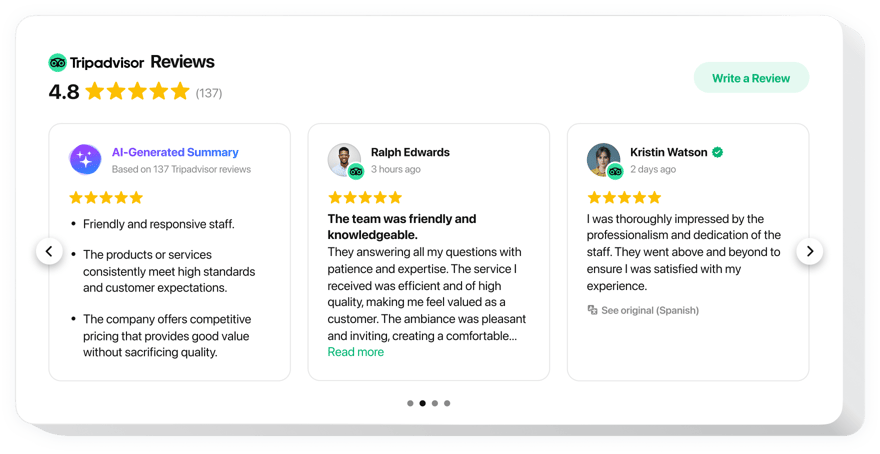 widget to add Tripadvisor reviews to your website