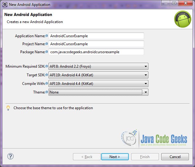 Figure 2. Create a new Android project name