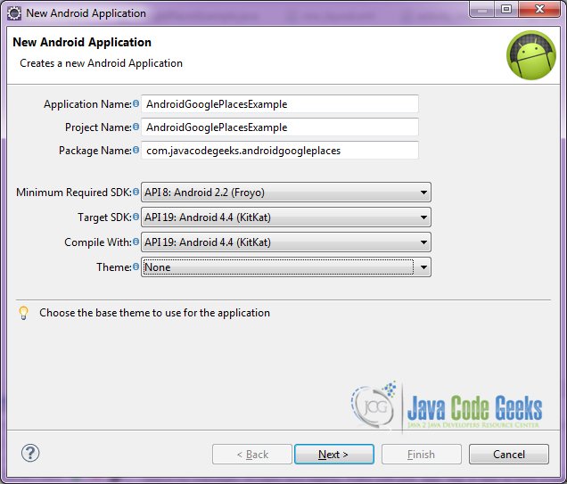 Figure 11. Create a new Android project name