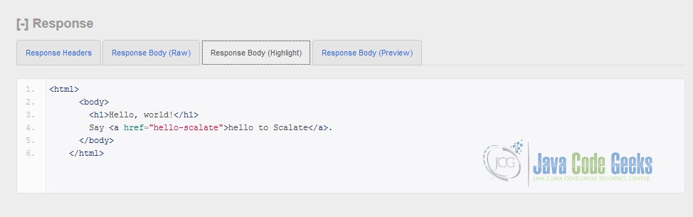 Localhost - RESTClient Response Body HTML