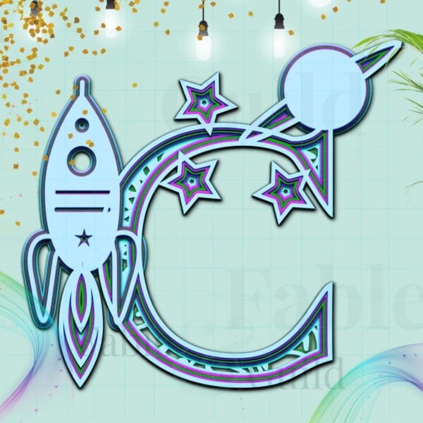 Starship Alphabet Letter C Starship Alphabet Letter C - Rocket Ship SVG
