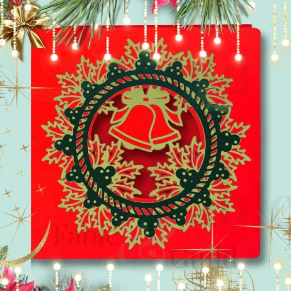 Holly Wreath Christmas Wishes Card Holly Wreath Christmas Wishes Card - Holly Wreath Cut File