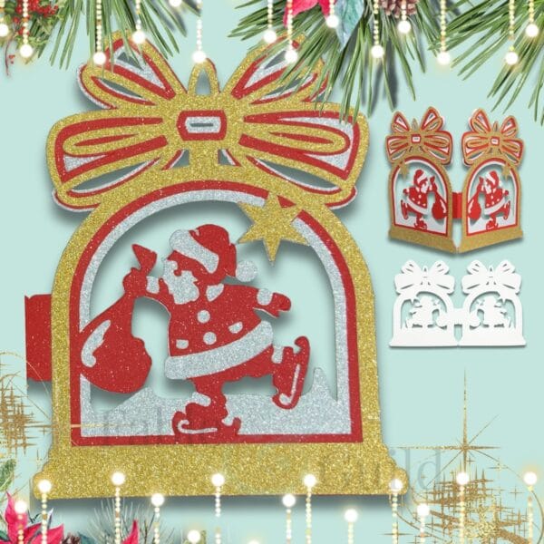 Christmas Skating Santa SVG Card Christmas Skating Santa SVG Card