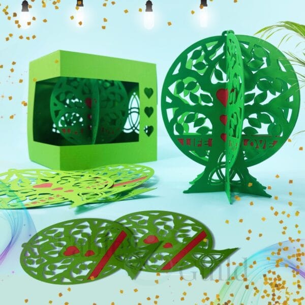 Tree of Life - Life & Love (plus FREE SVG Celtic Trinity Envelope or Celtic Trinity Gift Box template) 3D Tree of Life SVG Monogram Cut File