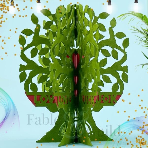 Tree of Life - Love & Luck (plus FREE SVG Celtic Trinity Envelope or Celtic Trinity Gift Box template) 3D Tree of Life SVG Gift Card Cut File