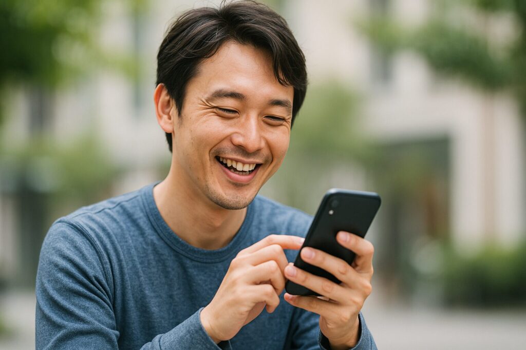 「chatwork 先払い」の評判・口コミ(運営元の「ペイトナー」の口コミ)を見る男性