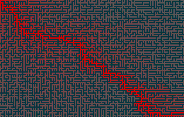 Maze with shading based on distance from the solution Maze with shading based on distance from the solution