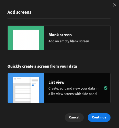 Adding an auto-generated screen