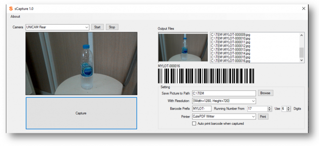 โปรแกรมถ่ายภาพสร้างบาร์โค้ด sCapture โปรแกรมถ่ายภาพสร้างบาร์โค้ด sCapture