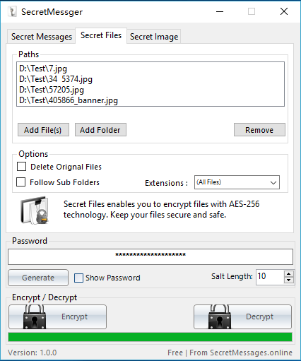 โปรแกรมเข้ารหัสข้อความ เข้ารหัสไฟล์ เข้ารหัสรูปภาพ Secret Massager โปรแกรมเข้ารหัสข้อความ เข้ารหัสไฟล์ เข้ารหัสรูปภาพ Secret Massager