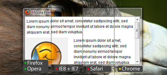Browser comparison - FF3.6, Opera10.5, IE8, Safari4, Chrome4 (from the left)