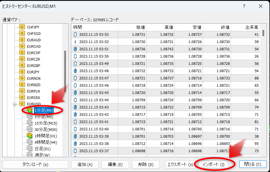 デューカスコピーのヒストリカルデータ:JForexからのダウンロード方法8