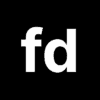 Lowercase letters fd in bold white font on a solid black background